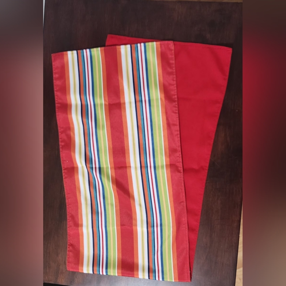 Reversible Red/Stripe Table Runner #1